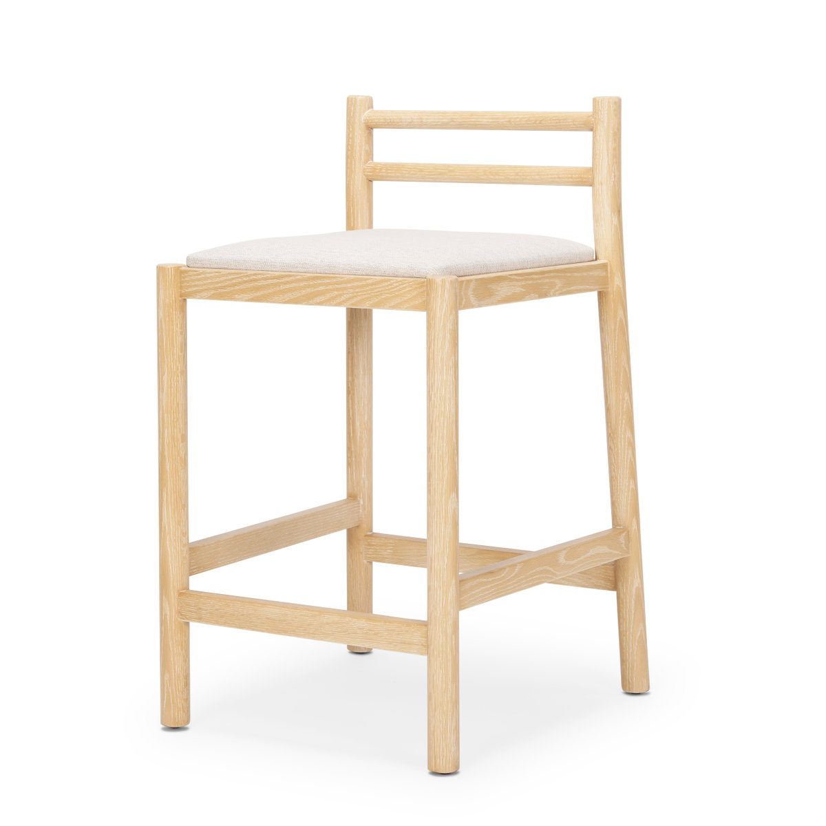 Sam Backless 25.87in Seat Counter Stool | Light Brown Wood with Fabric, Counter & Bar Stool by Mercana, 19" length x 18.25" width x 33.75" height View 1