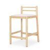 Sam Backless 25.87in Seat Counter Stool | Light Brown Wood with Fabric, Counter & Bar Stool by Mercana, 19" length x 18.25" width x 33.75" height thumbnail 1