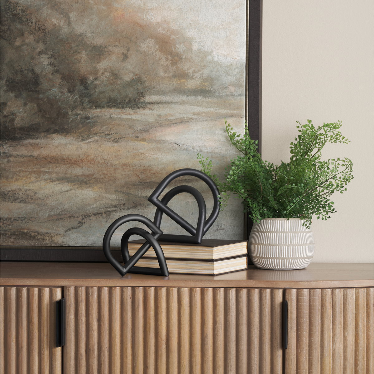 Locke Small Matte Black Metal Decorative Object, by Mercana, 5.12" length x 4.72" width x 5.31" height View 2