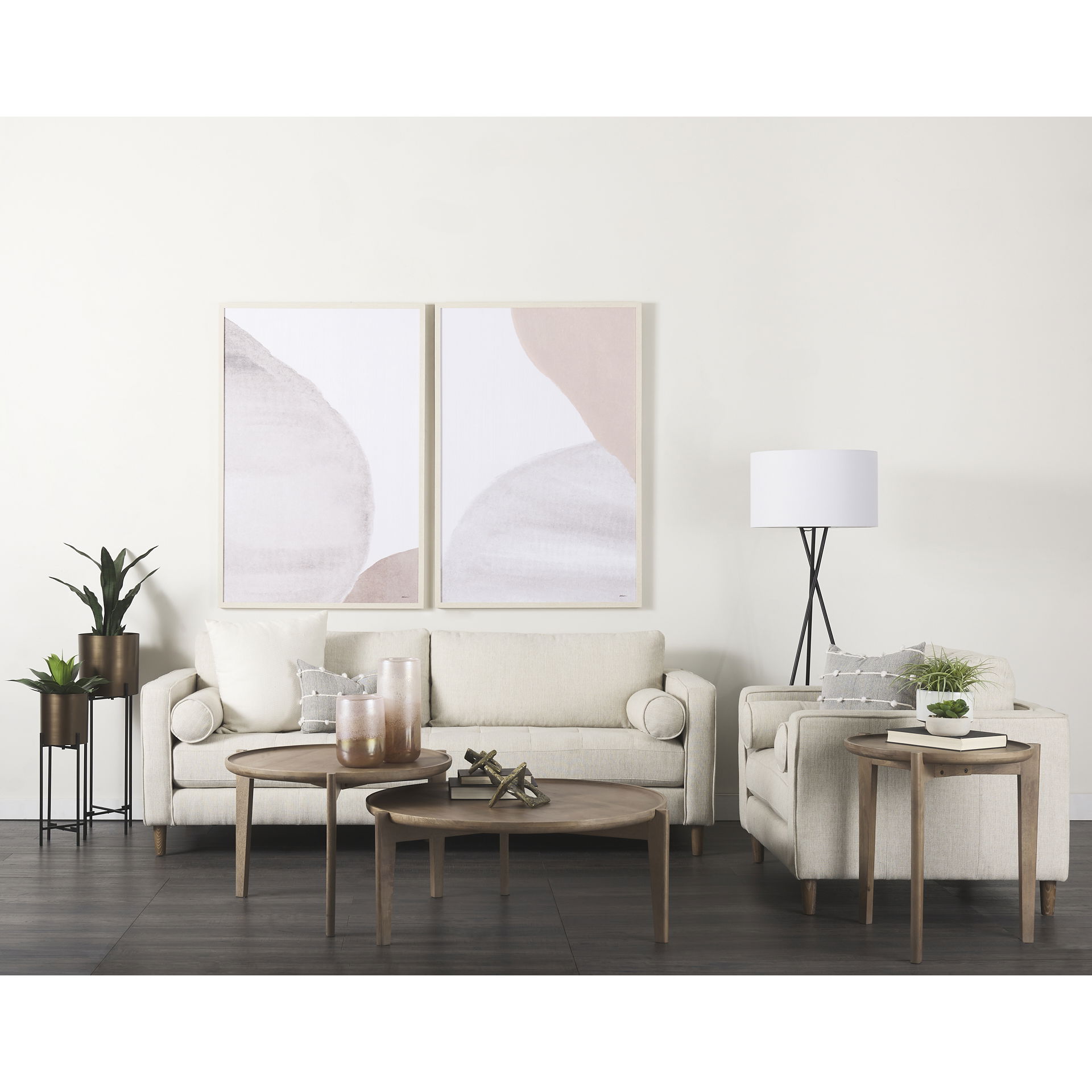 Loretta  Cream Fabric Chair with Two Bolster Cushions, Accent Chair by Mercana, 40.75" length x 36.22" width x 33.86" height View 2