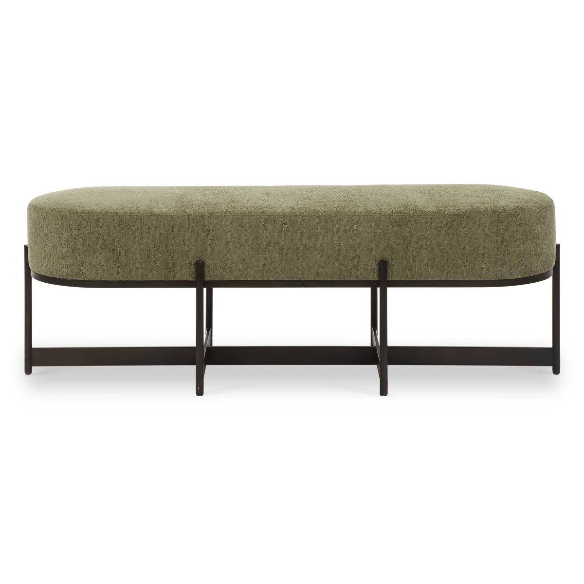 Merino Moss Fabric Bench, Benche by Uttermost, 56.5" width x 19" height x 17.6" depth View 1