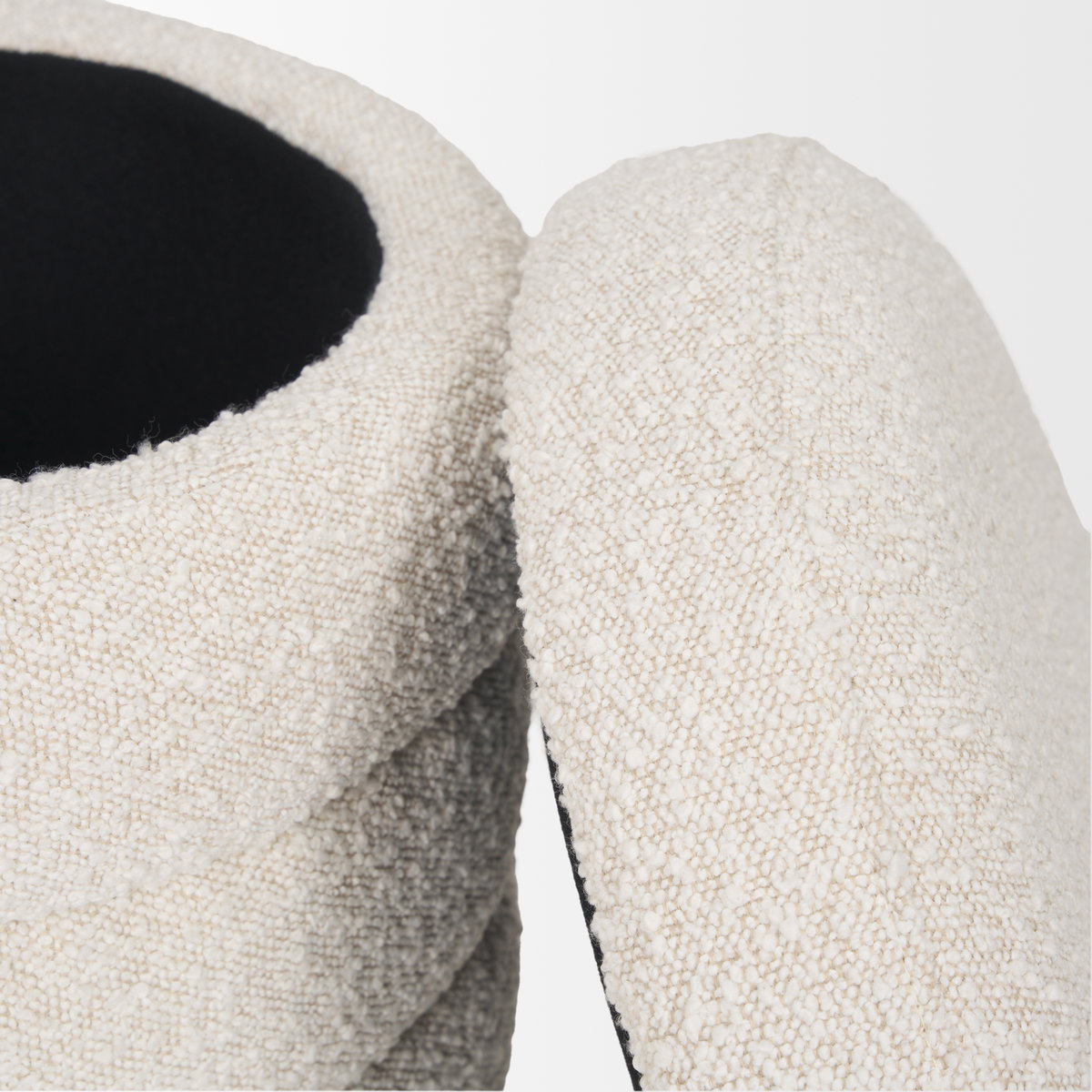 Elise Cream Boucle Upholstered Storage Ottoman, by Mercana, 18.9" length x 18.9" width x 20" height View 9