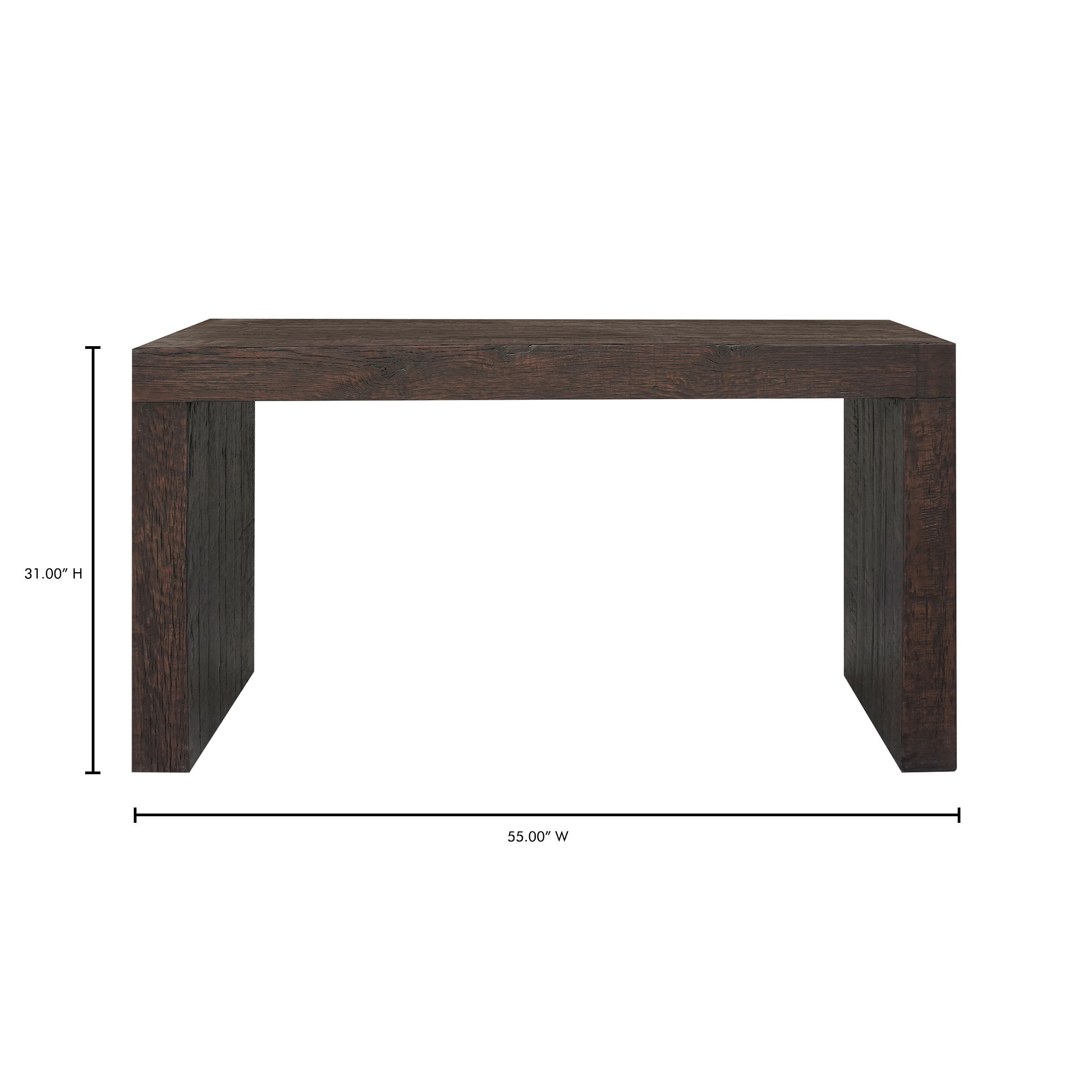 Evander Console Table Rustic Brown, by Moe's Home, 55" width x 31" height x 15" depth View 7