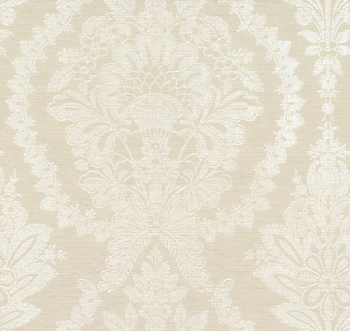 Heritage Damask Beige & White Wallpaper