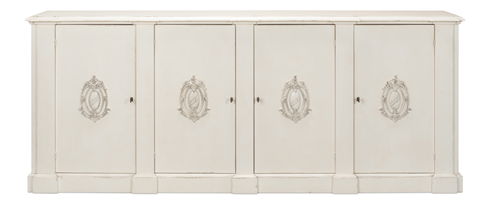 Crested Wall Cabinet White/White Finish