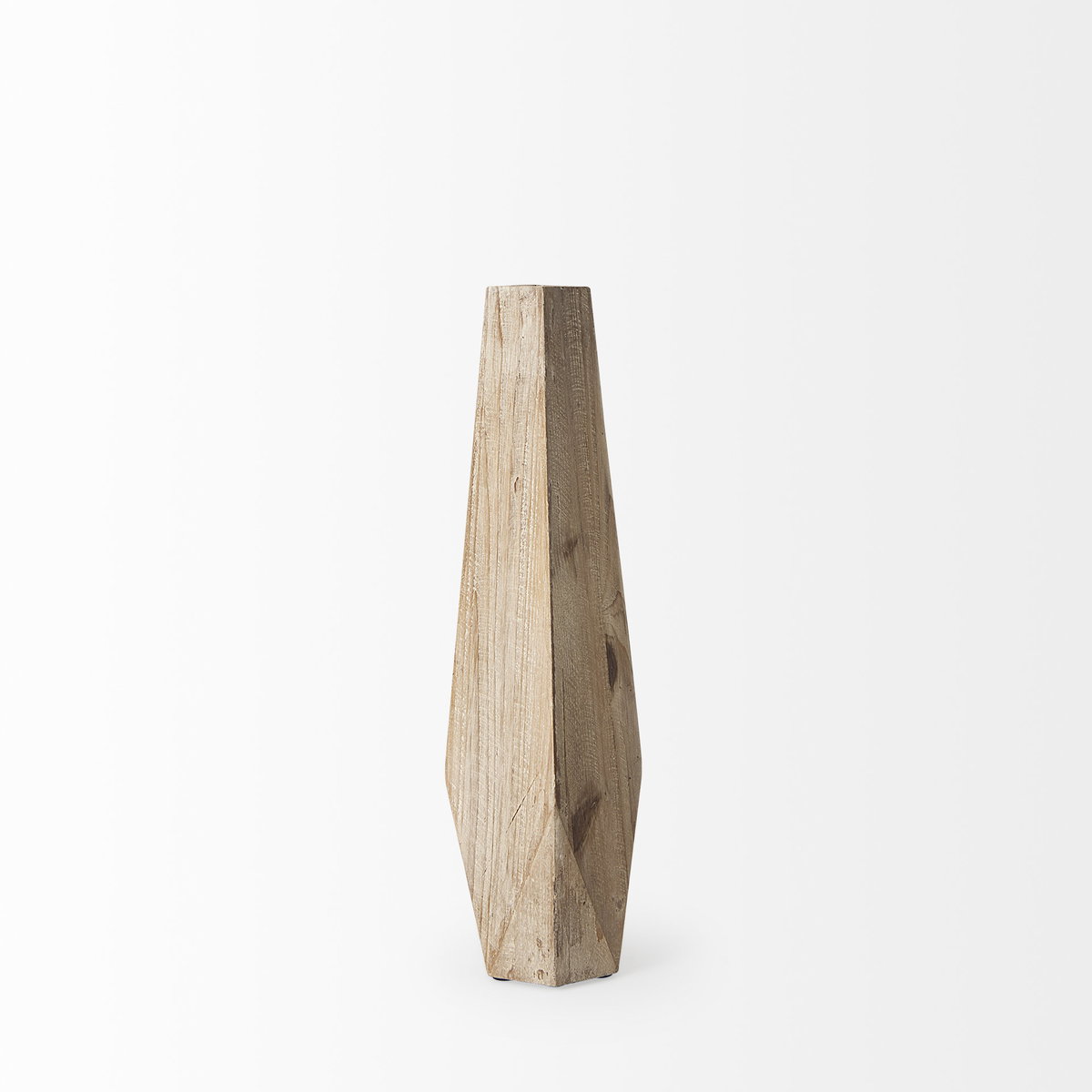 Allen II Small Natural Wooden Base Oval Vase, by Mercana, 7.87" length x 4.9" width x 15.25" height View 4