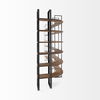 Turner II 37L x 10.5W x 90H Curved Dark Brown Wood And Black Iron Six Shelving Unit, Shelving & Bookcase by Mercana, 36.5" length x 36.5" width x 90" height thumbnail 8