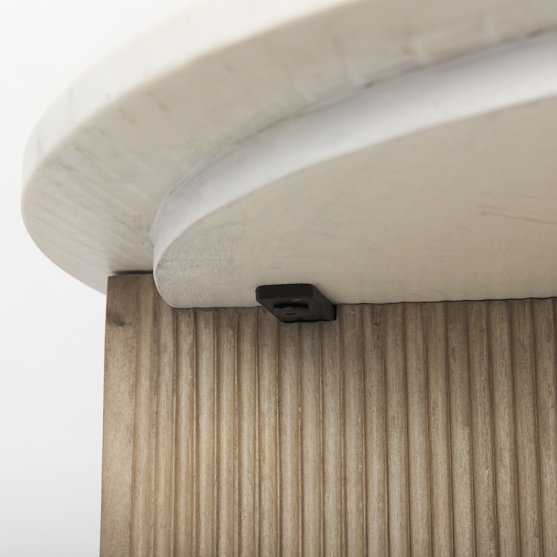 Enzo Marble Tabletop with Fluted Light Wood Base Foyer Accent Table, Side & End Table by Mercana, 32" length x 32" width x 29" height View 8