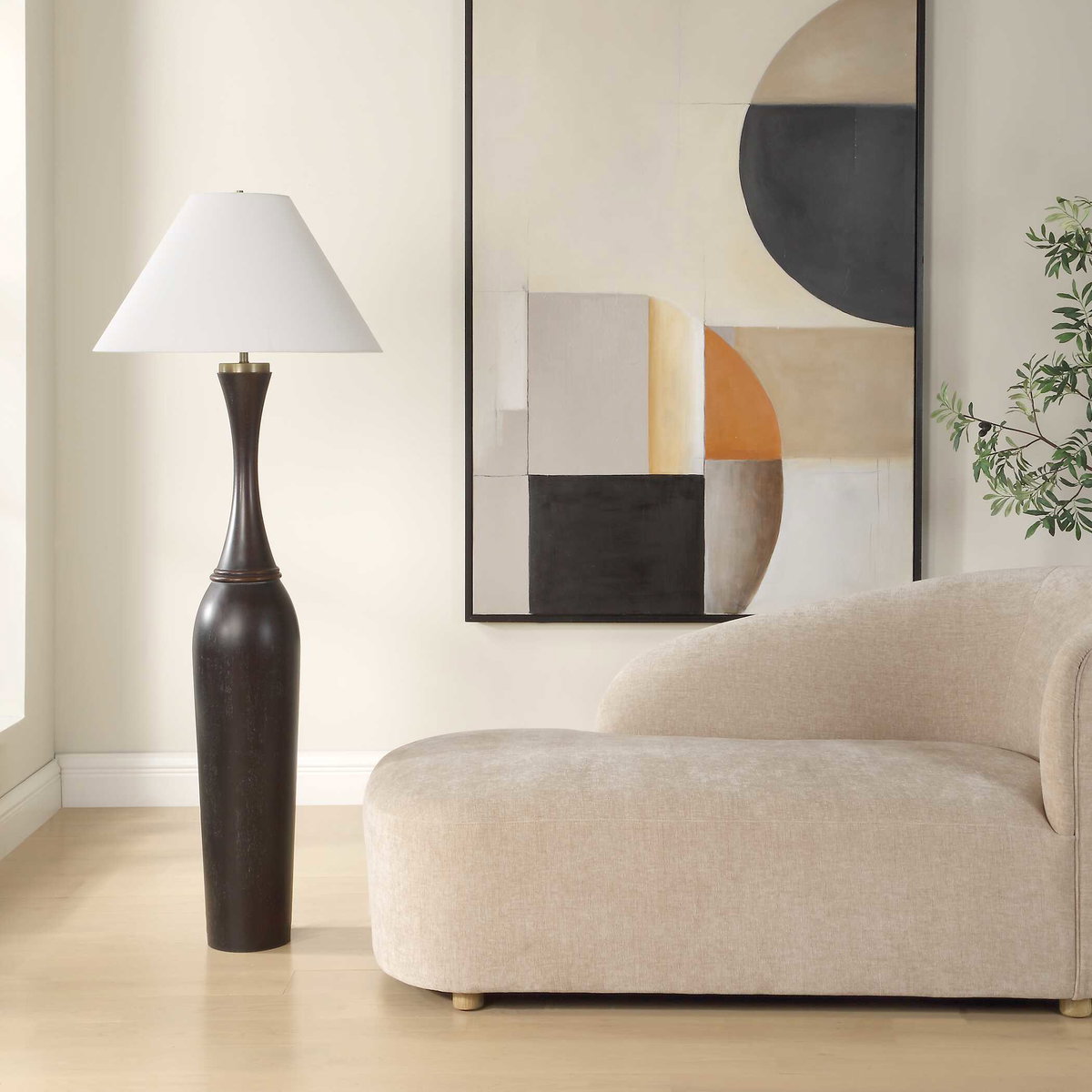 Pravin Dark Wood Floor Lamp, by Uttermost, 24.5" width x 64" height x 24.5" depth View 4