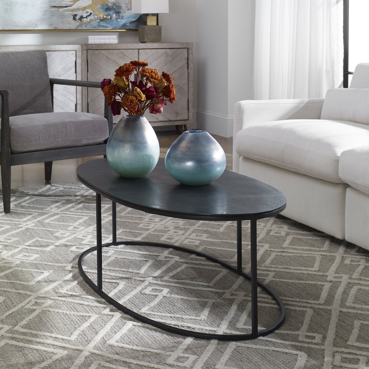 Coreene Oval Coffee Table, by Uttermost, 48" width x 16" height x 24" depth View 2
