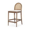 Elle Rounded Caneback Medium Brown Wood with Oatmeal Fabric Counter Stool thumbnail 0