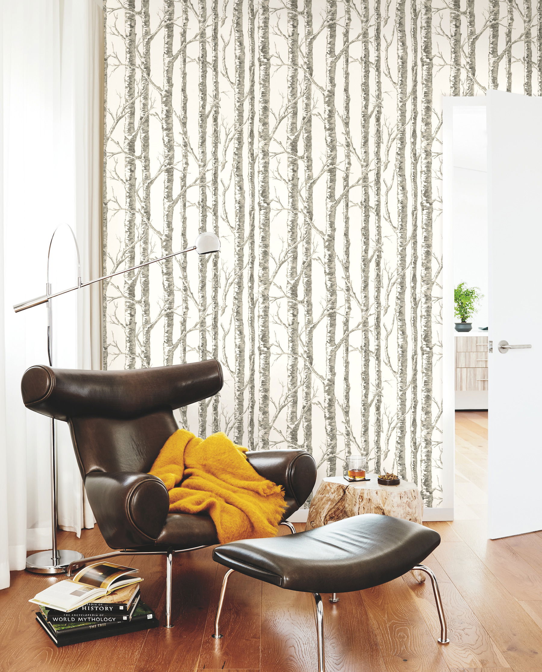 Paper Birch White & Grey Wallpaper large image 