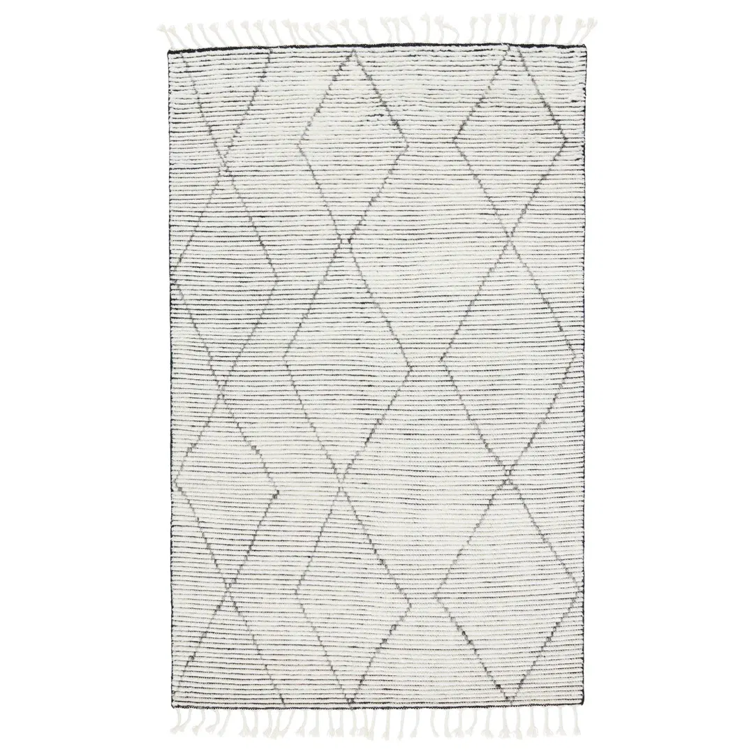 Ammil Hand-Knotted Trellis Cream/ Black Area Rug large image 