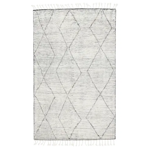 Ammil Hand-Knotted Trellis Cream/ Black Area Rug