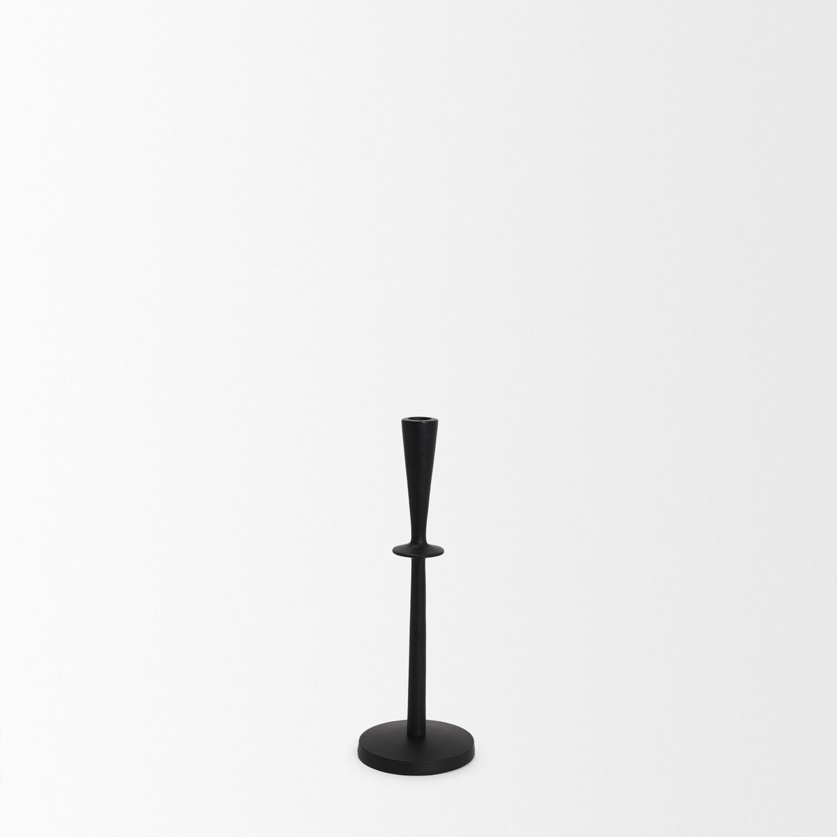 Qwin Matte Black Cast Aluminum Medium Candle Holder, Candles & Candle Holder by Mercana, 4.5" length x 4.5" width x 13" height View 4