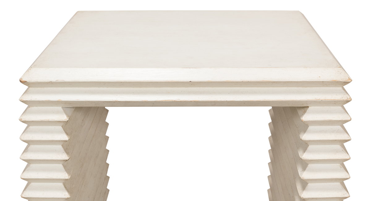 Stacked Side Table  Antique White, by Sarreid, 1'4" length x 1'8" width x 2' height View 3