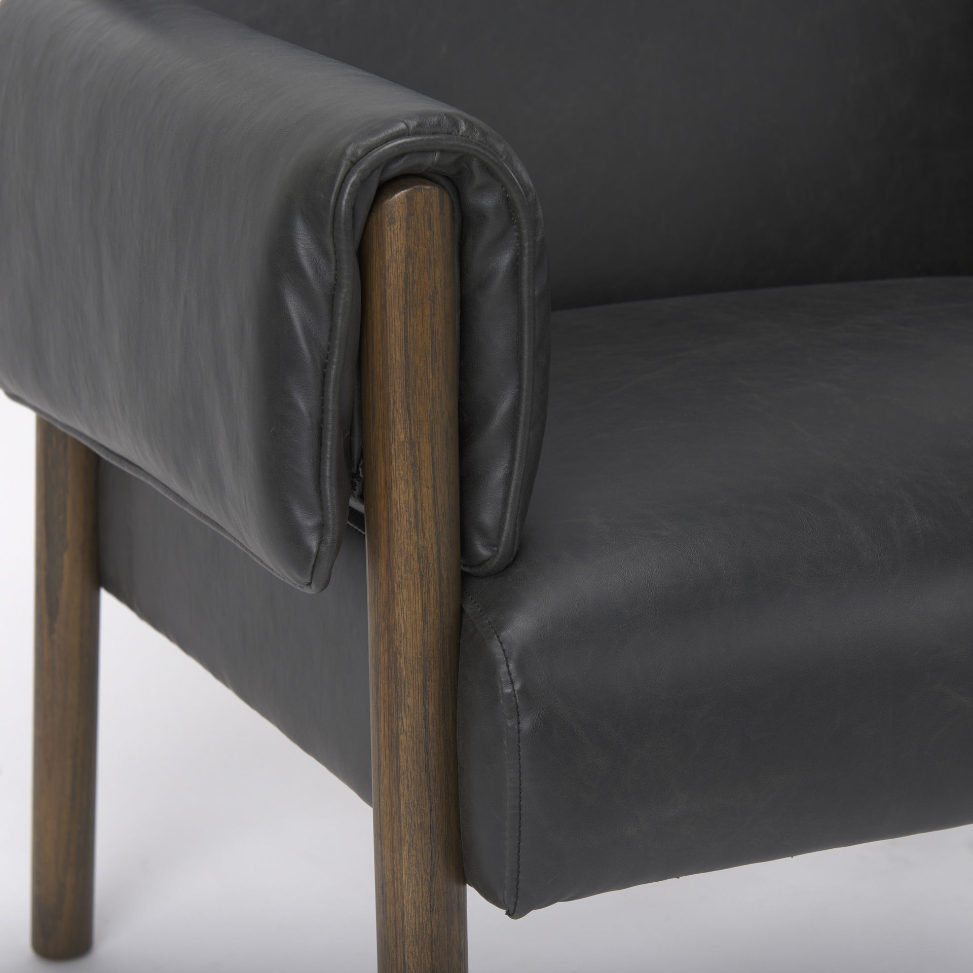 Ashton Black Faux Leather Fabric with Dark Brown Wood Accent Chair large image 