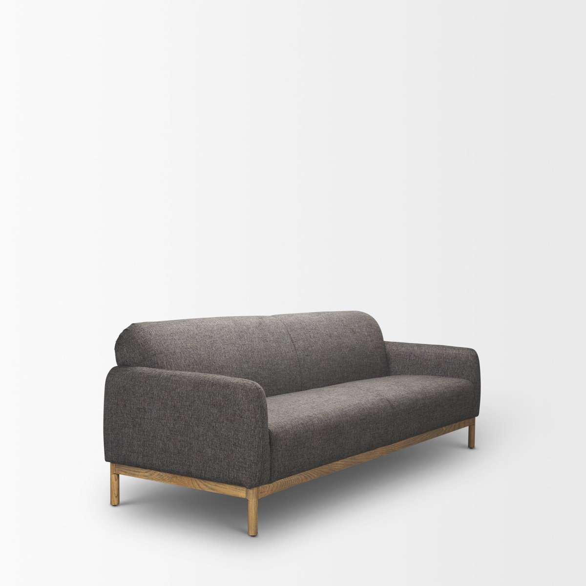 Hale Sofa with Medium Brown Wood and Gray Fabric, Sofas & Sectional by Mercana, 90" length x 33.75" width x 31.5" height View 7