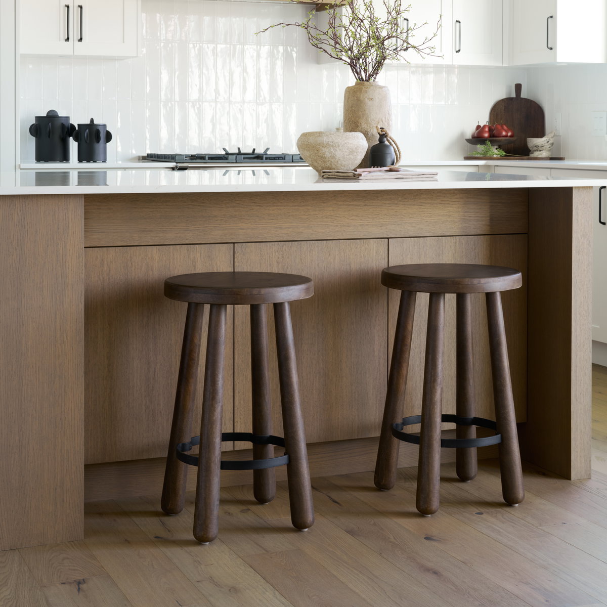 Weldon Backless 26in Seat Counter Stool | Dark Brown Wood with Metal, Counter & Bar Stool by Mercana, 16" length x 16" width x 26" height View 2