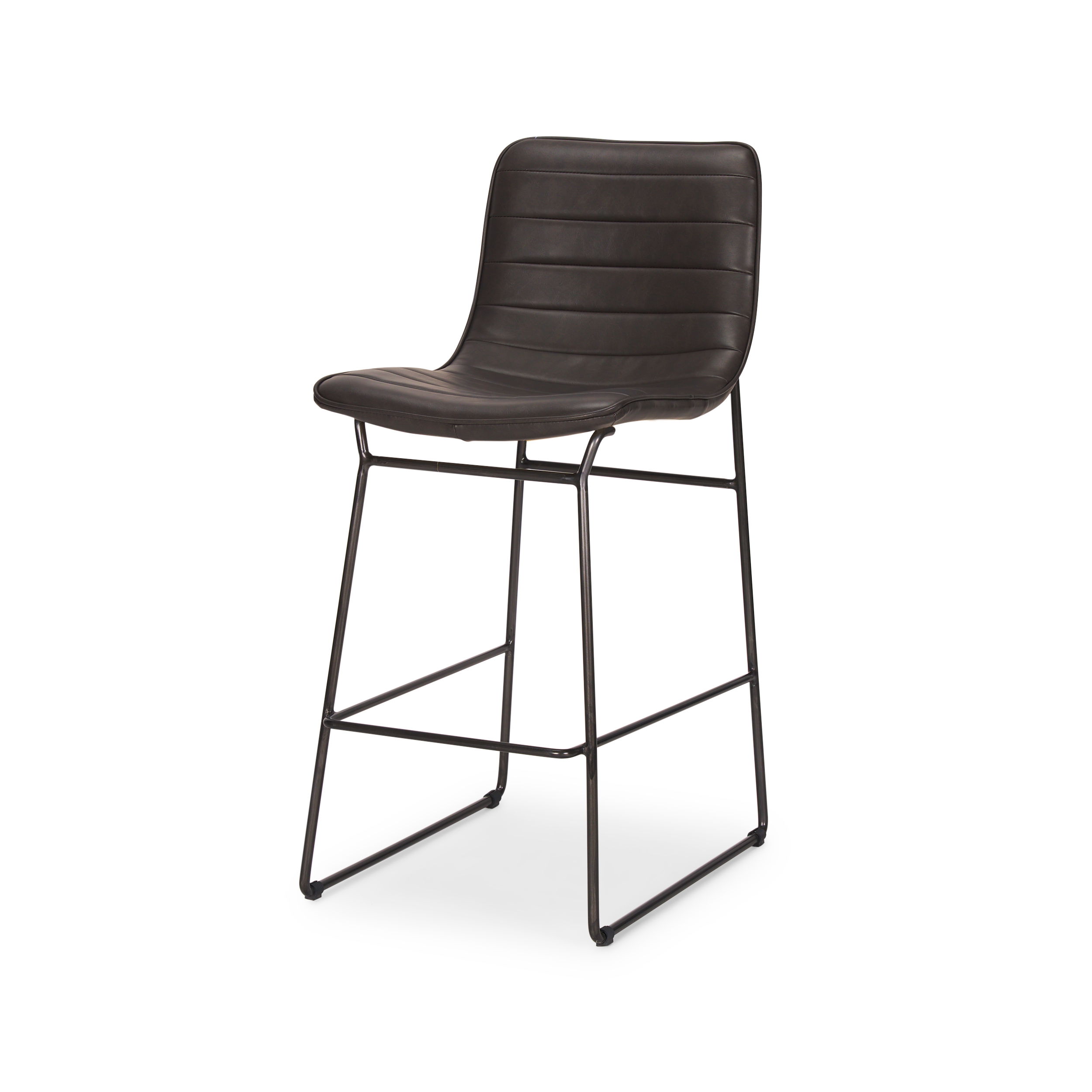 Meritt 37'H Black Faux-Leather Seat with Black Metal Frame Stool, Counter & Bar Stool by Mercana, 17.72" length x 21.65" width x 37.8" height View 1