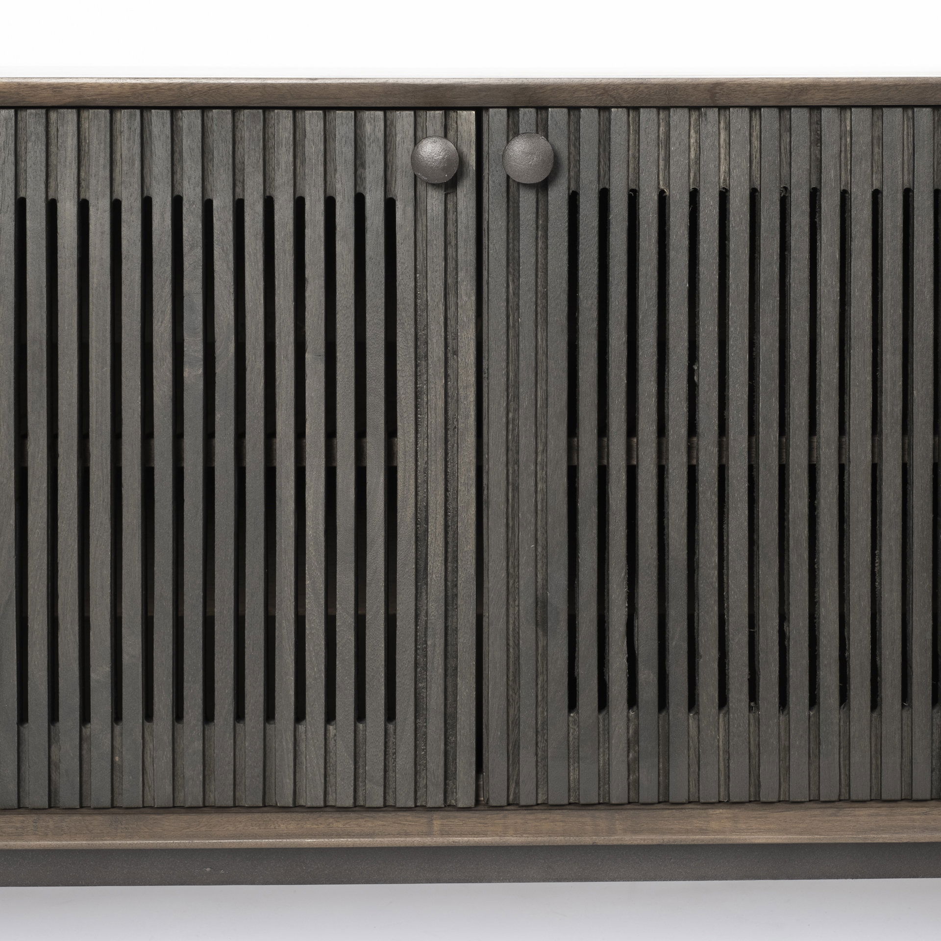 Grace I Two-Toned Brown Solid Wood TV Stand Media Console with Slated Doors, TV up to 82', by Mercana, 72" length x 20.5" width x 24.25" height View 9