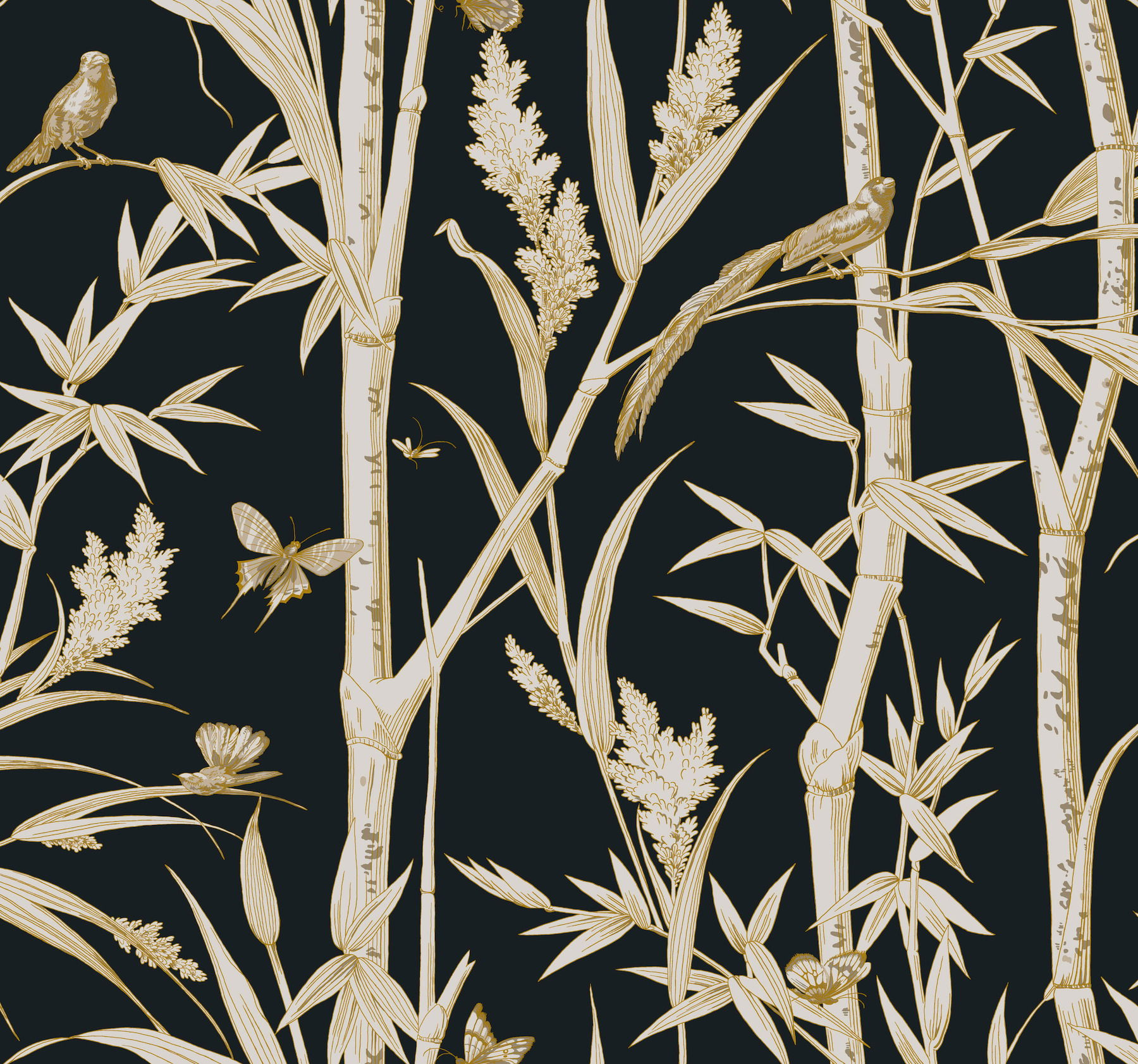Bambou Toile Black Wallpaper large image 