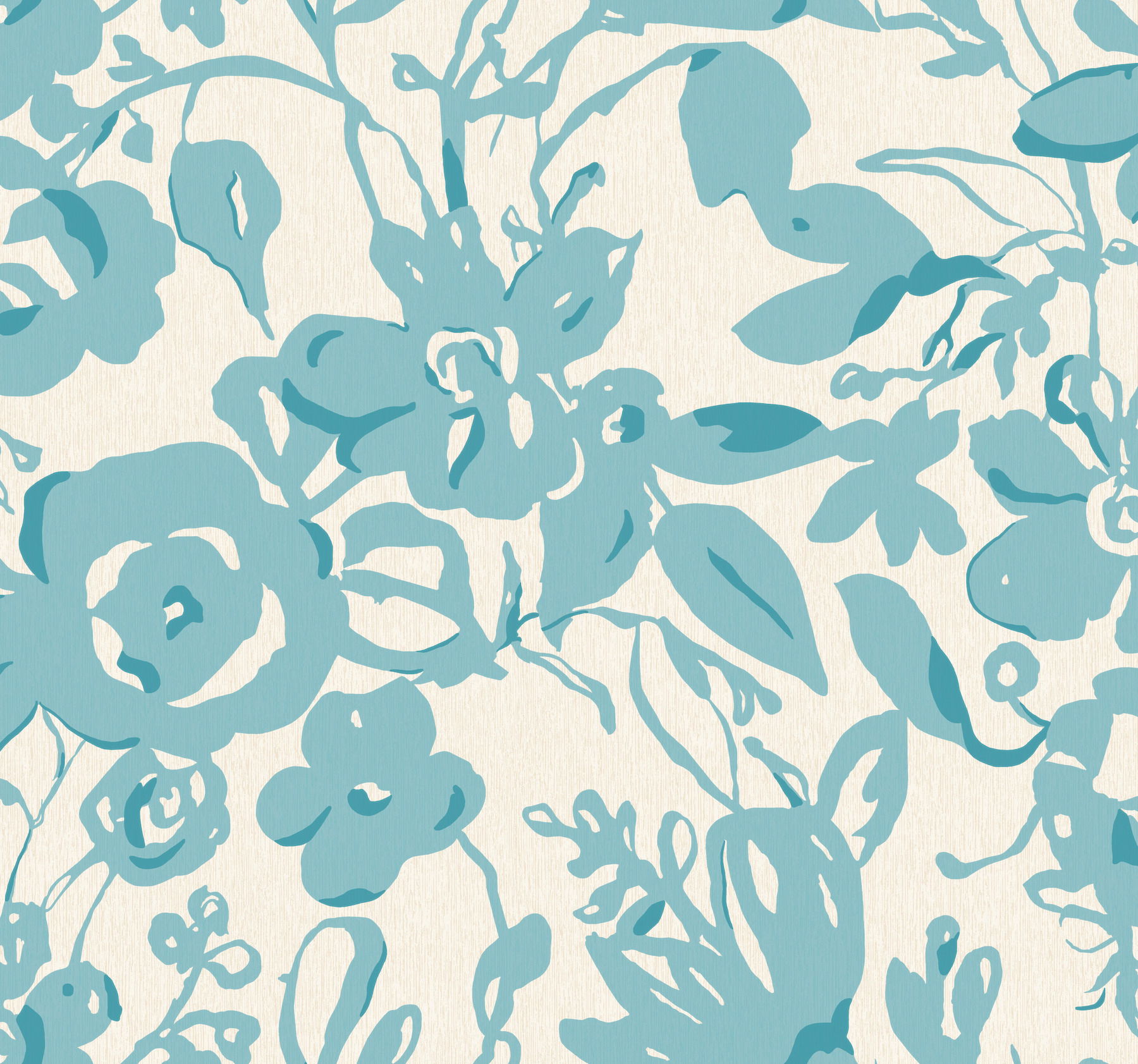 Brushstroke Floral Aqua Wallpaper large image 