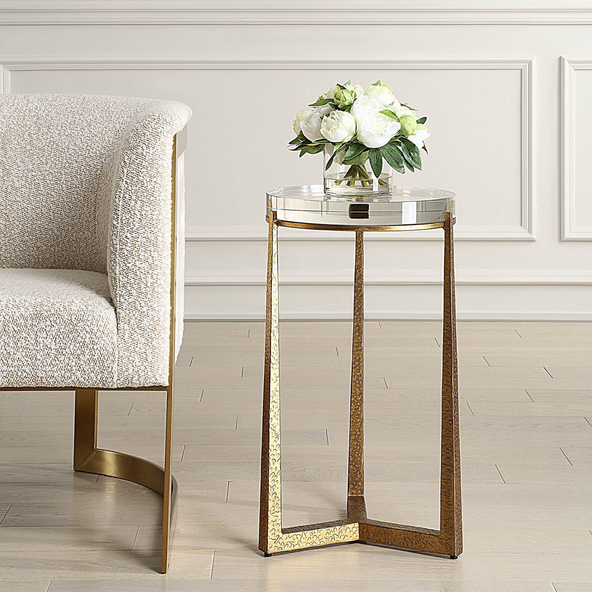 Midas Antique Gold Accent Table, Furniture by Uttermost, 13.5" width x 24.25" height x 13.5" depth View 2