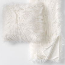 Online Designer Bedroom Himalayan Faux-Fur Throw & Pillow Cover Set, Himalayan Ivory