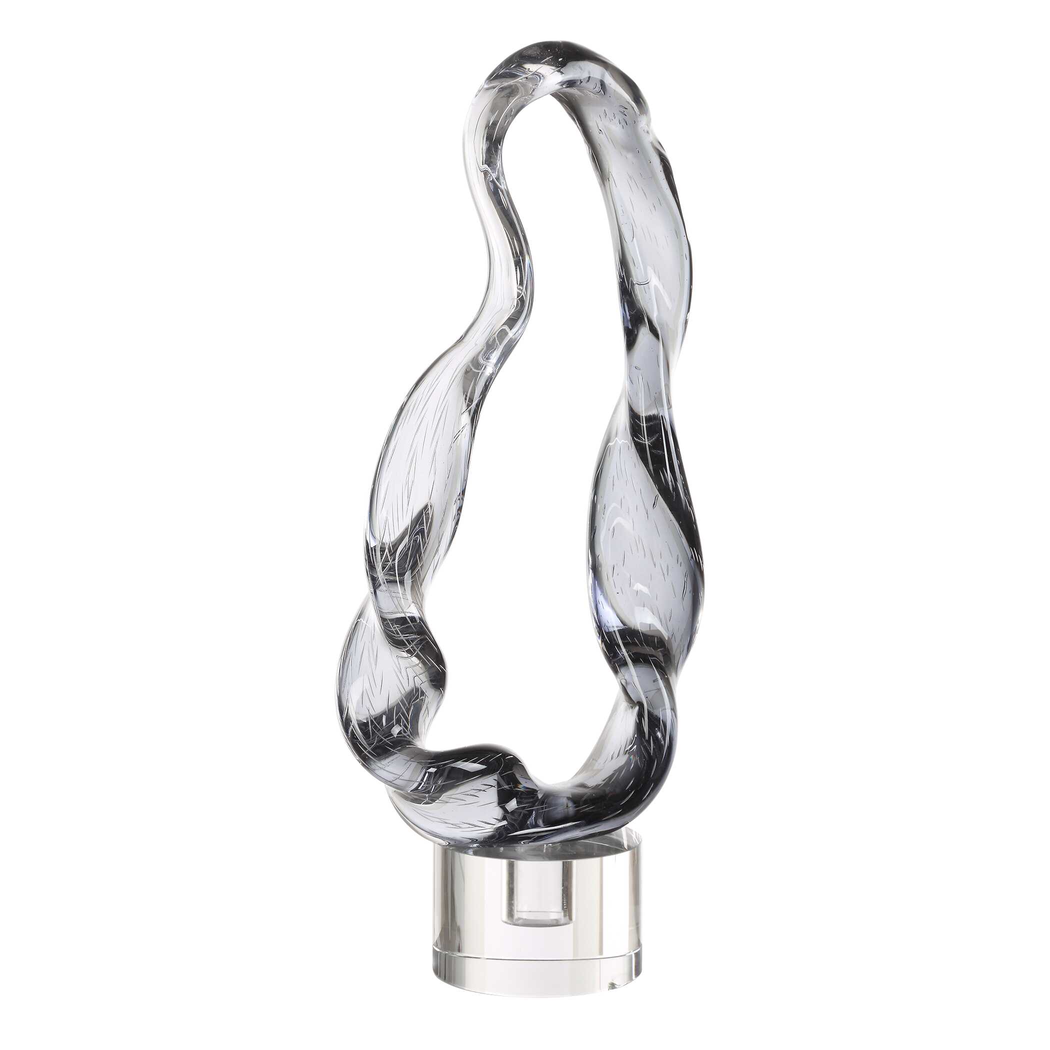 Luminous Twist Glass Sculpture, Decorative by Uttermost, 9" width x 19.5" height x 4.5" depth View 4