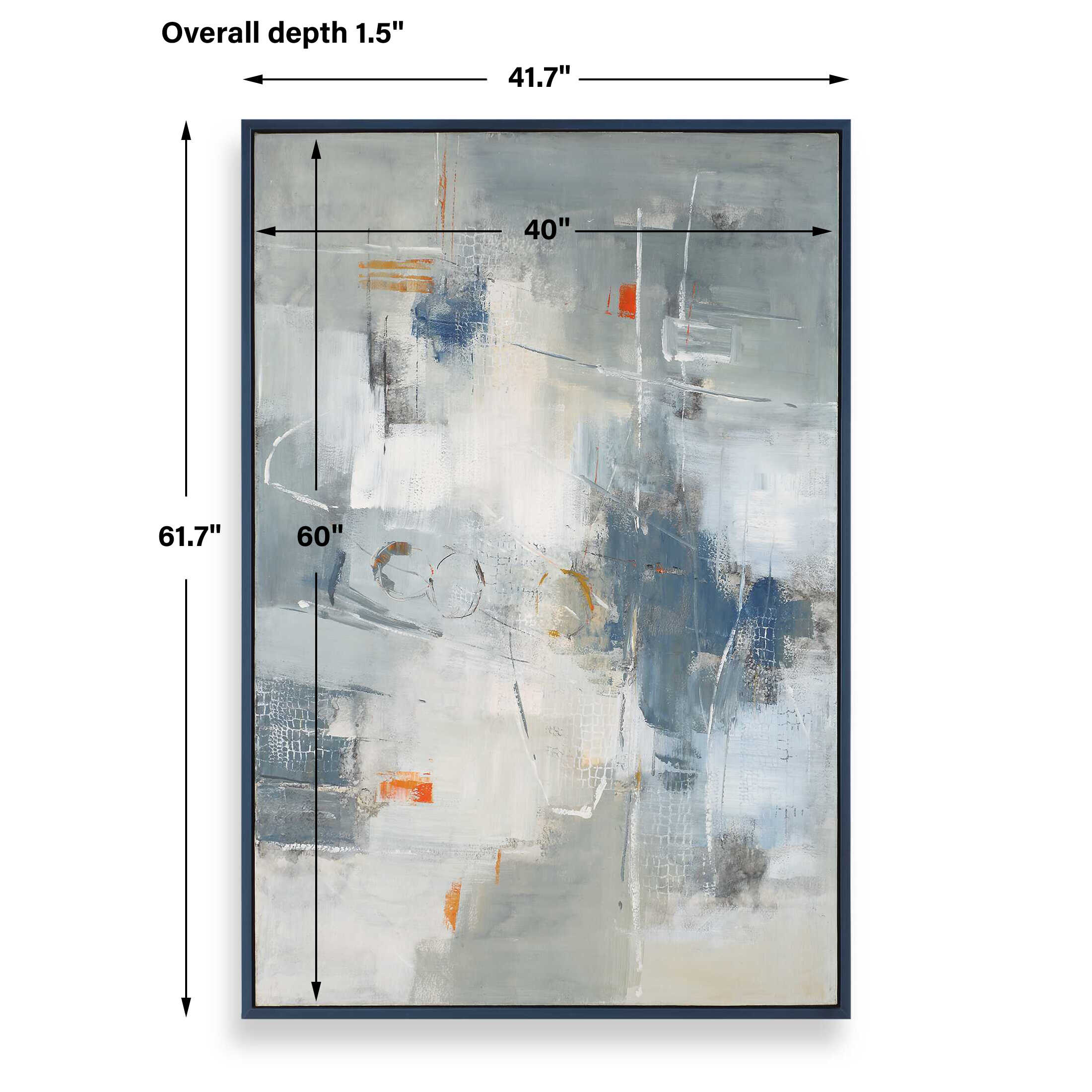 Blueprint Hand Painted Modern Art, Painting by Uttermost, 41.7" width x 61.7" height x 1.5" depth View 3