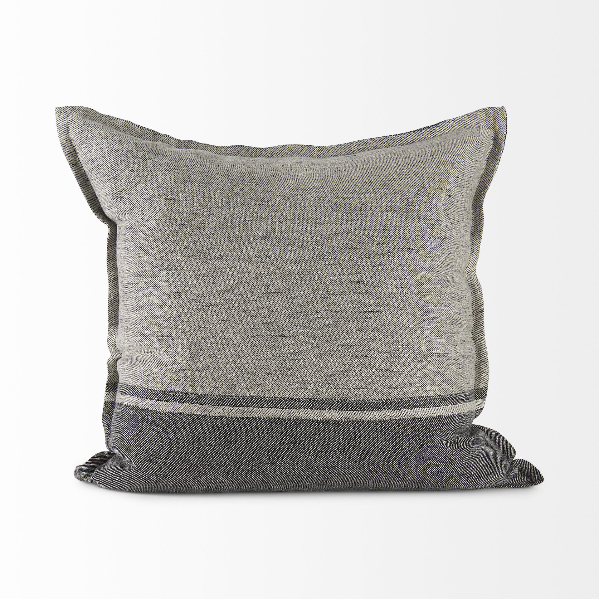 Zadie 20L x 20W Light Gray and Dark Gray Fabric Color Blocked Decorative Pillow Cover, by Mercana, 20" length x 20" width x 0.2" height View 6