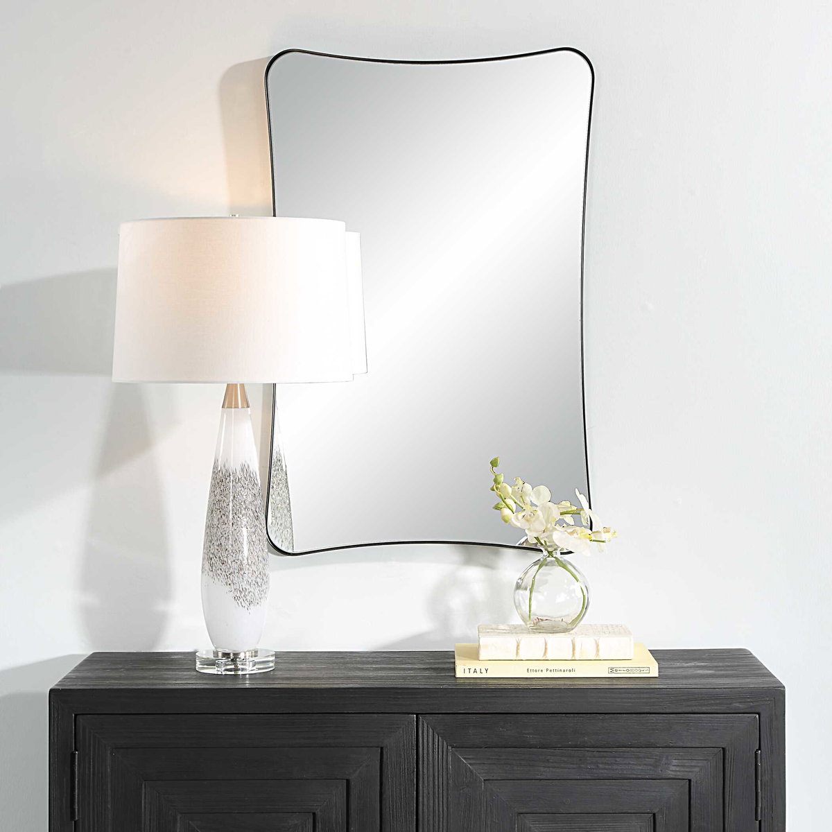 Loudon Black Vanity Mirror, by Uttermost, 22" width x 34" height x 1" depth View 4