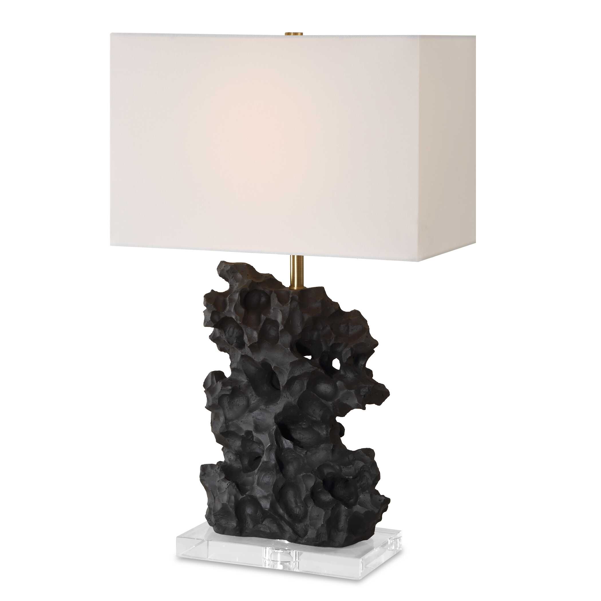 Basalt Black Stone Table Lamp, by Uttermost, 17" width x 27.25" height x 10" depth View 1