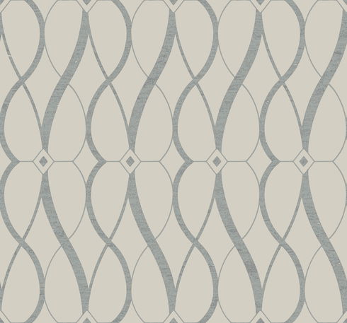 Graceful Geo Beige & Silver Wallpaper