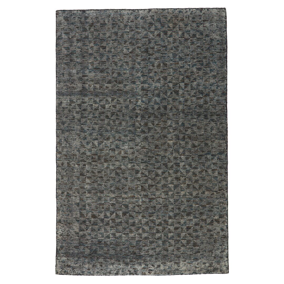 Atz Geometric Hand-Knotted Wool Gray/Black Area Rug large image 