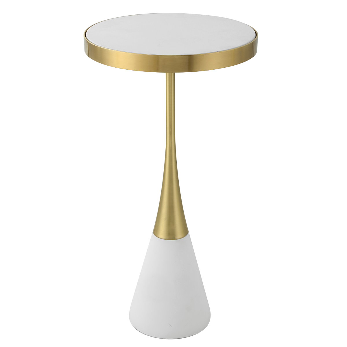 Apex White Concrete Accent Table, Side & End Table by Uttermost, 12.5" width x 24" height x 12.5" depth View 1