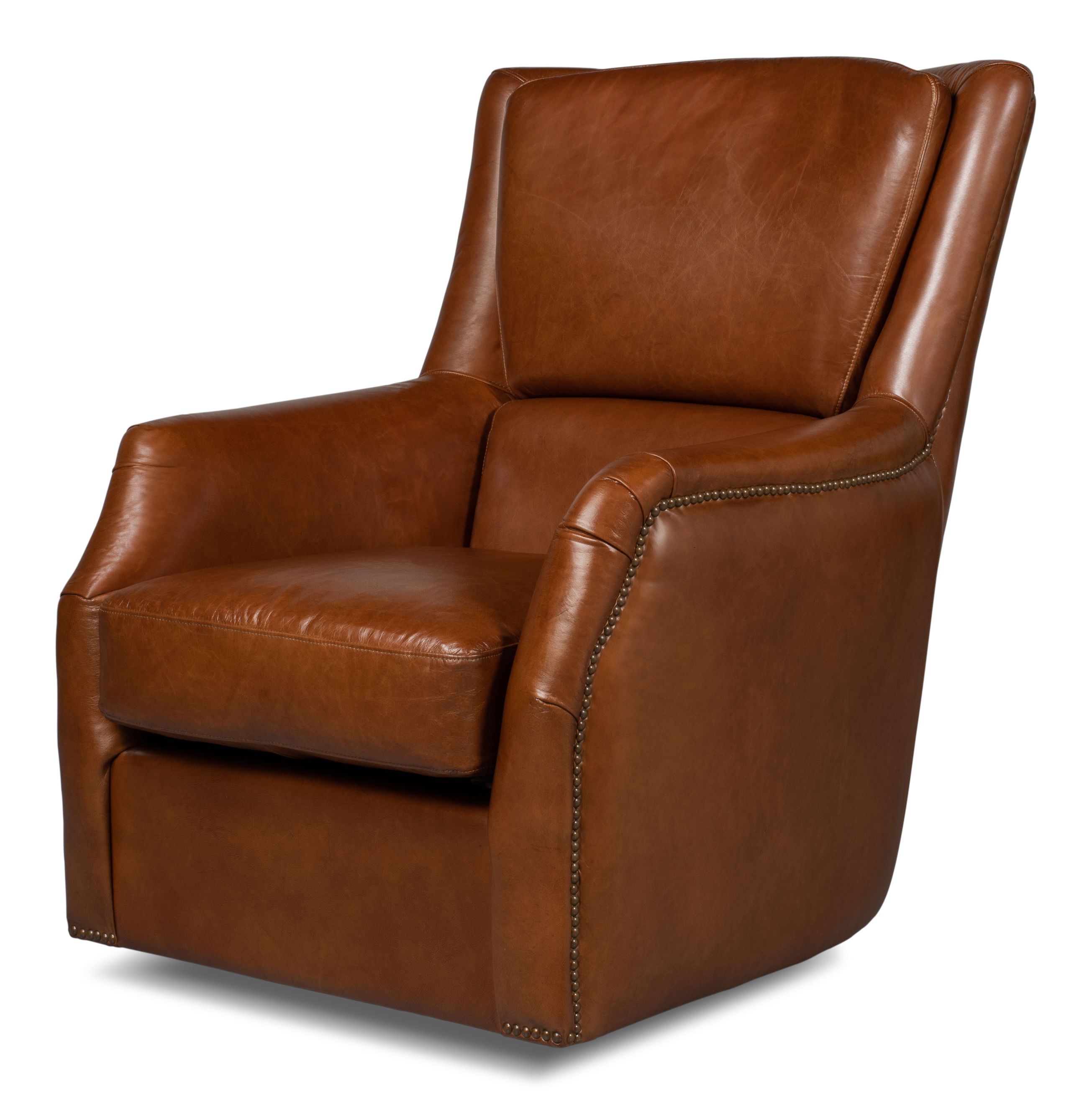 Baker Leather Swivel Chair,Havana Lthr large image 