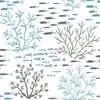 Marine Garden Blue & Brown Wallpaper, by York Wall, 33' length x 1'8.5" width x 0.02" depth thumbnail