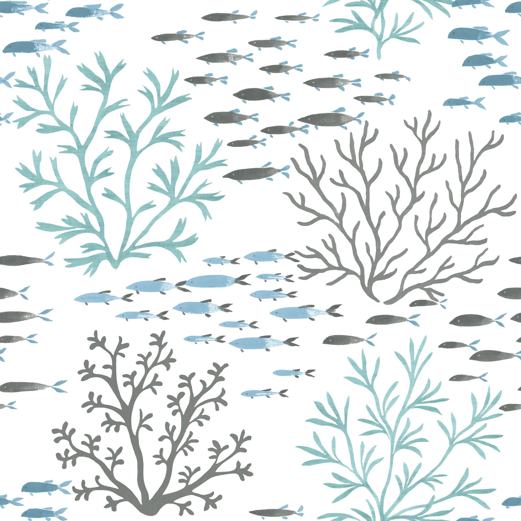 Marine Garden Blue & Brown Wallpaper large image 