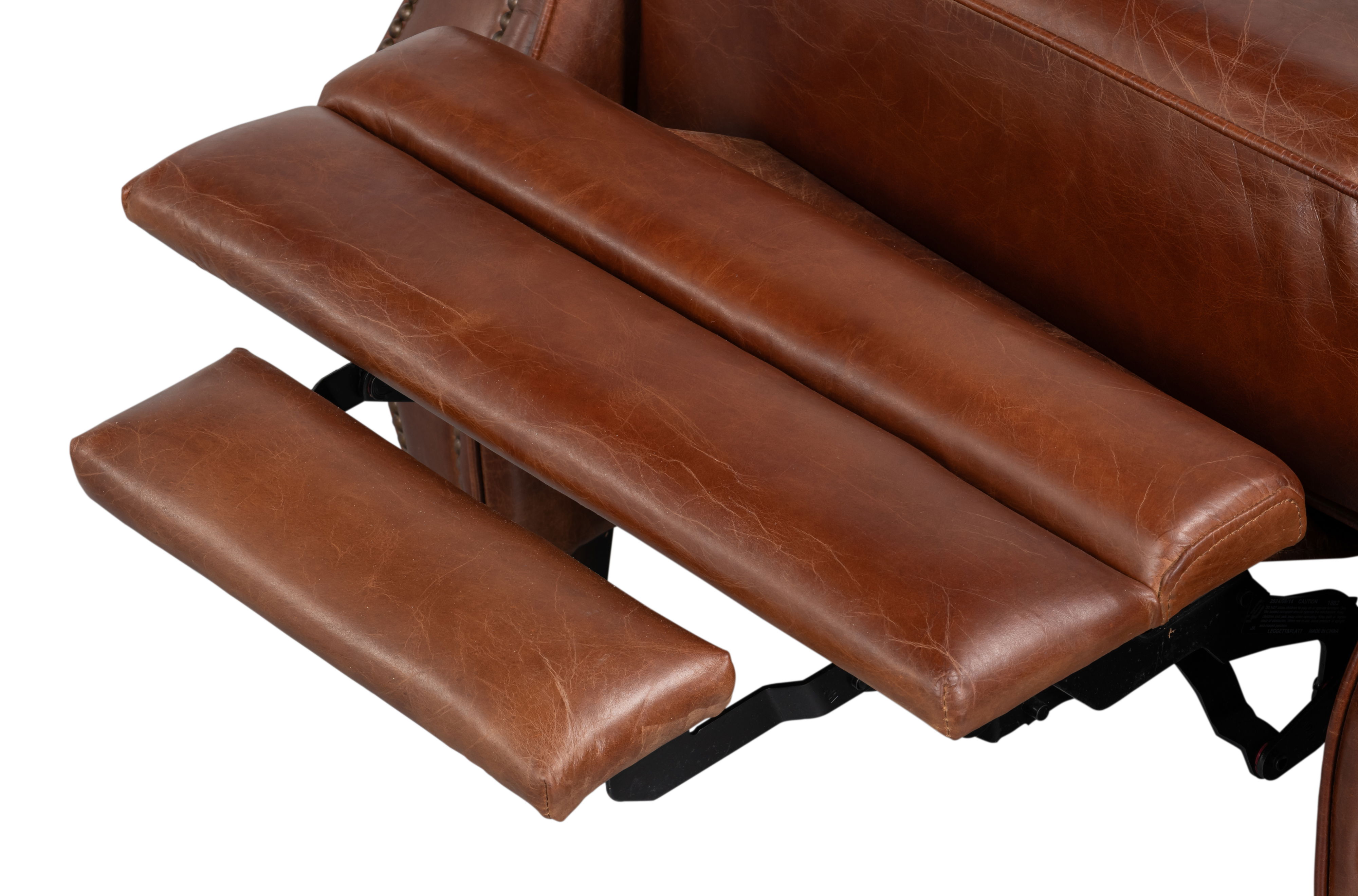 Roosevelt Leather Recliner, Seating by Sarreid, 39" length x 38" width x 39" height View 5