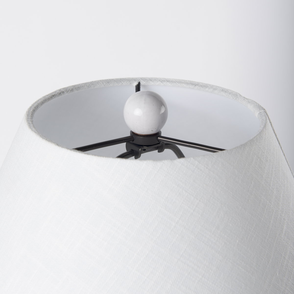 Mehdi White Ceramic Table Lamp, by Mercana, 12.2" length x 12.2" width x 11.02" height View 8