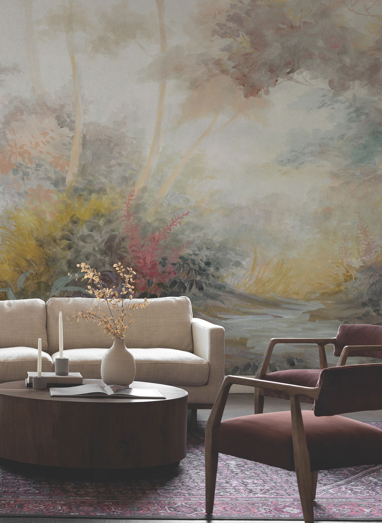 Woodlands Multicolor Wall Mural large image 