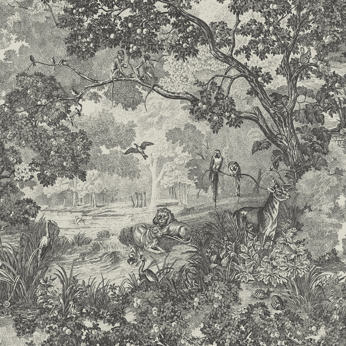 Jungle Toile Taupe Peel & Stick Wallpaper, by York Wall, 16'6" length x 1'8.5" width x 0.02" depth