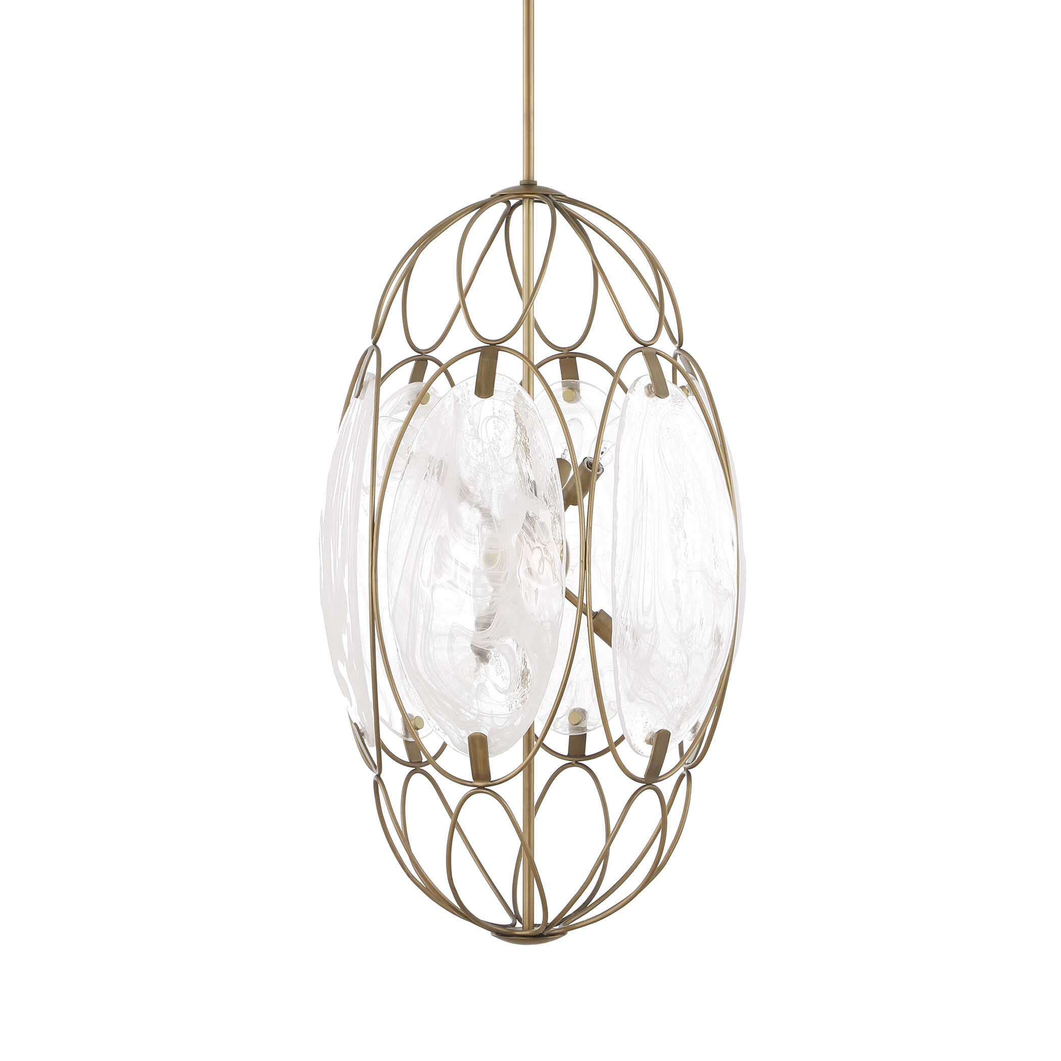 Valencia 6 Light Glass Panel Pendant, Ceiling Light by Uttermost, 31" height x 19" diameter View 3