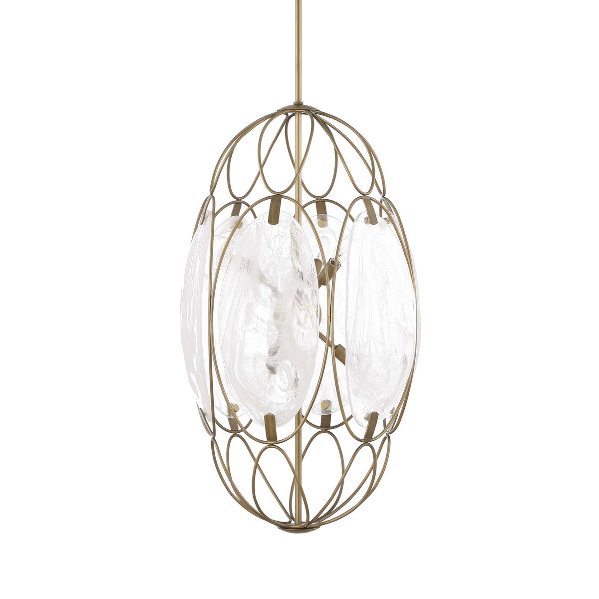 Valencia 6 Light Glass Panel Pendant, Ceiling Light by Uttermost, 31" height x 19" diameter View 3