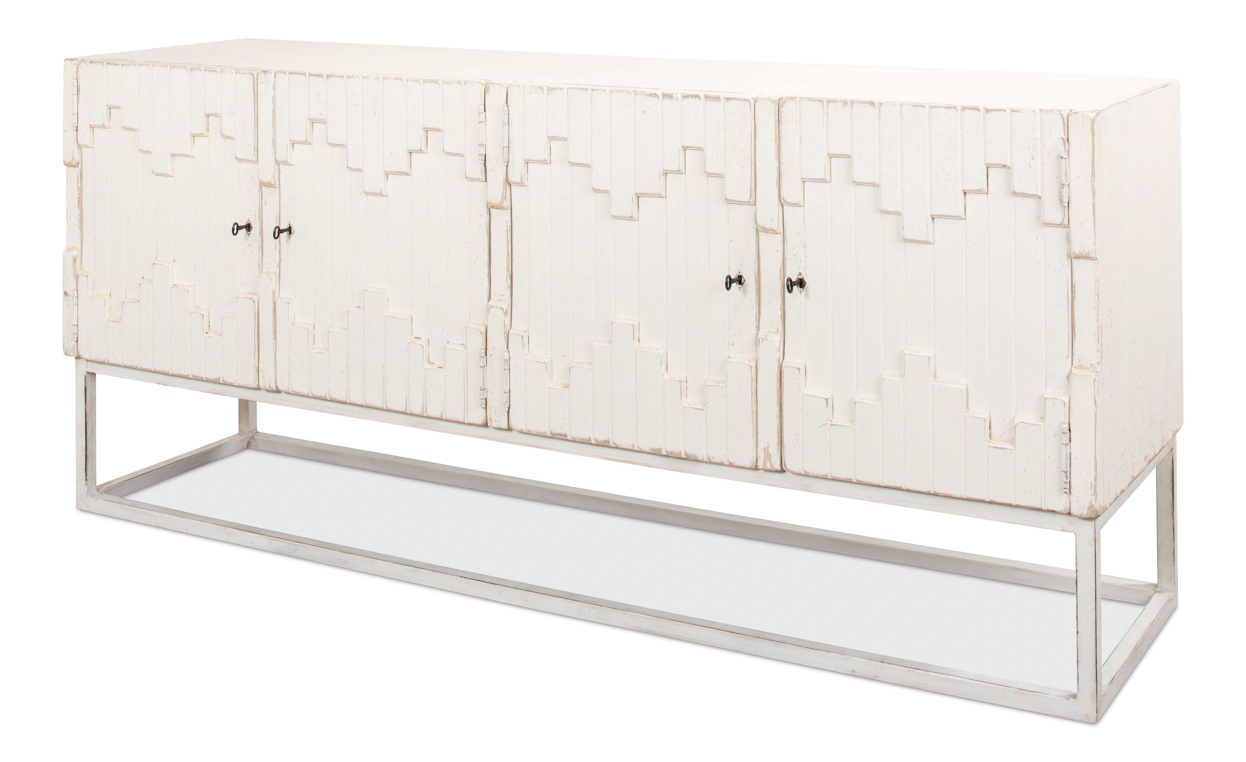 Aztec Sideboard On Stand, Whitewash large image 