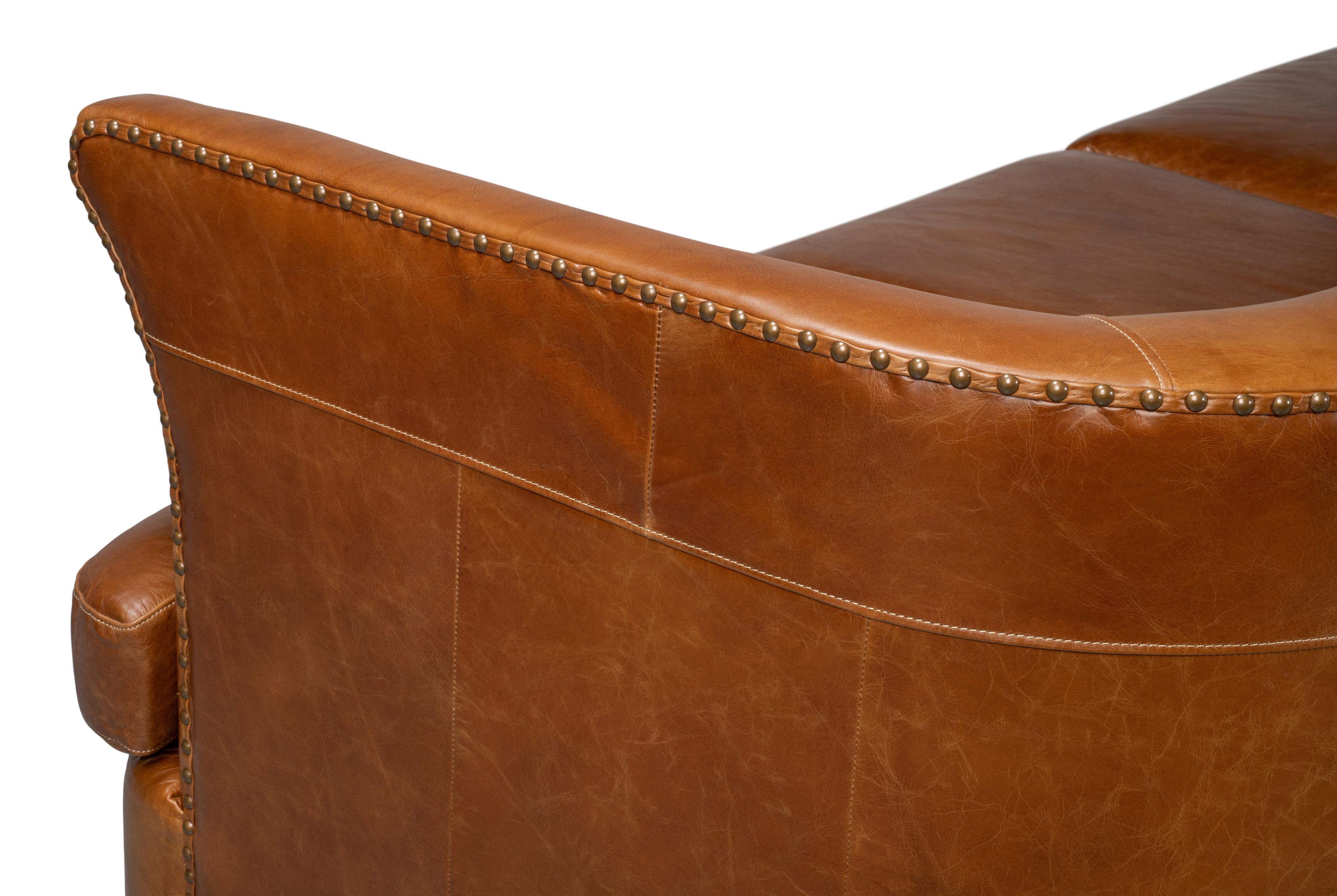 Mcmillan Distilled Leather Sofa, Sofas & Sectional by Sarreid, 90" length x 37" width x 32" height View 4
