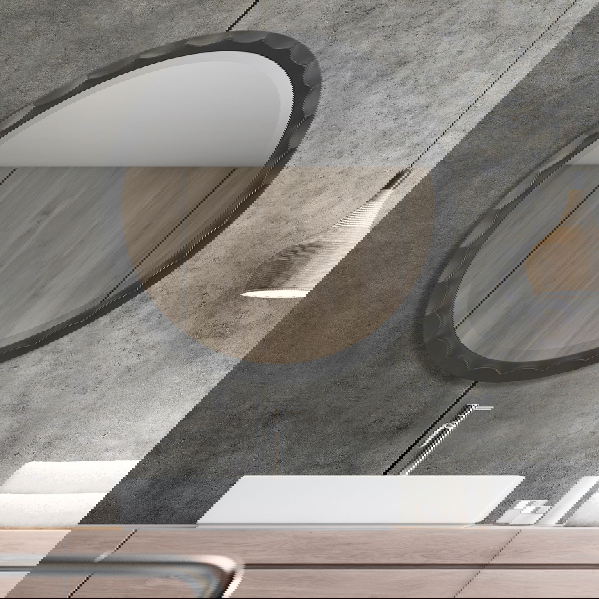 Scalloped Edge Round Mirror large image 