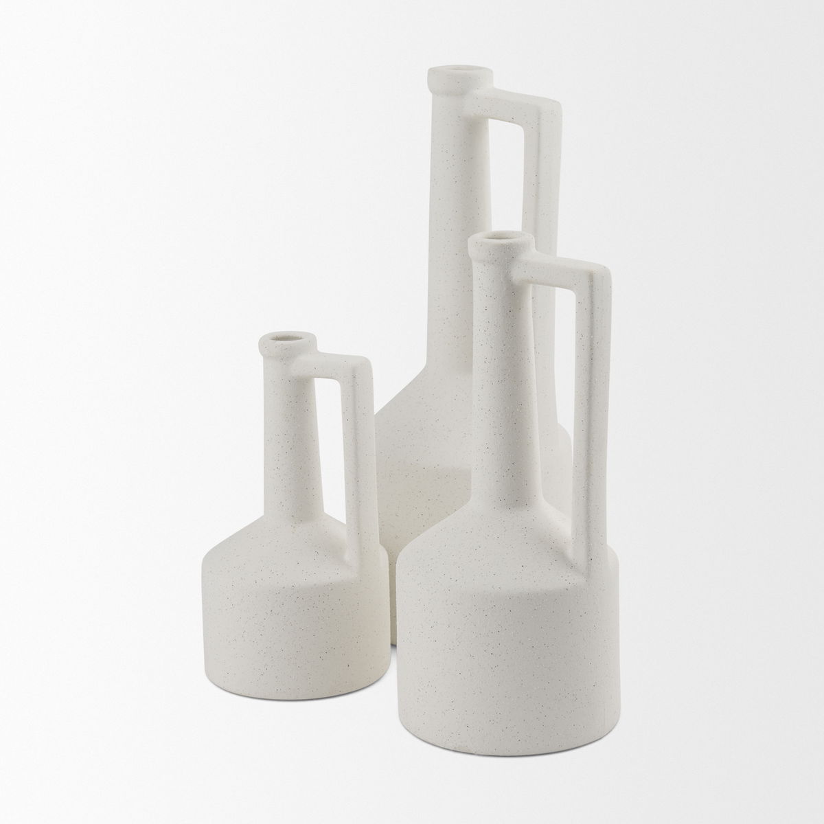 Burton 17.1H Large White Ceramic Jug Vase, by Mercana, 6.1" length x 6.1" width x 15.55" height View 13